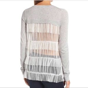 NWT Chelsea28 Tulle Back Gray Sweater Size Small